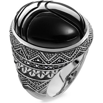 Thomas Sabo Prsten Černý vruboun TR2134 641 11 68 Sterling silver blac