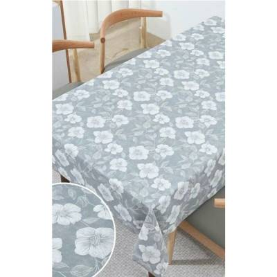 Obrus PVC MIS575, metráž, 20 m x 140 cm, biele kvety na sivom podklade, IMPOL TRADE