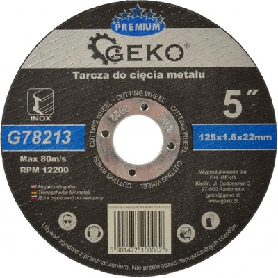 Rezný kotúč na kov a nerez 125 x 1,6 x 22,2 mm, GEKO