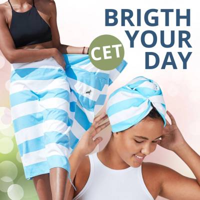 СУПЕР СЕТ - Dock & Bay: Тюрбан и Бързосъхнеща кърпа от микрофибър Tulum Blue (5060668832219+5060668830949)