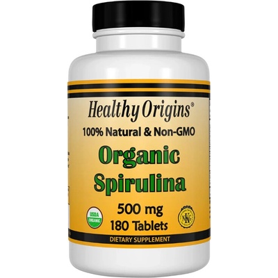 Healthy Origins Спирулина - Имунитет, енергия и подкрепа при нисък хемоглобин, 500 mg, 180 таблетки (88235 HO)