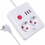 Maclean power strip, extension cord 2 sockets + 3xUSB, 110-240V AC 50/60Hz, 2.1A max 2500W, 3 m, white, MCE388 W