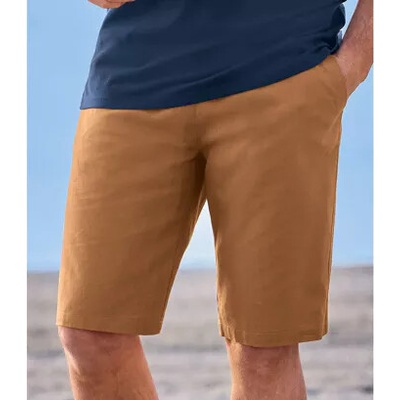 Atlas For Men Letné bermudy z ľanu a bavlny Hnedá