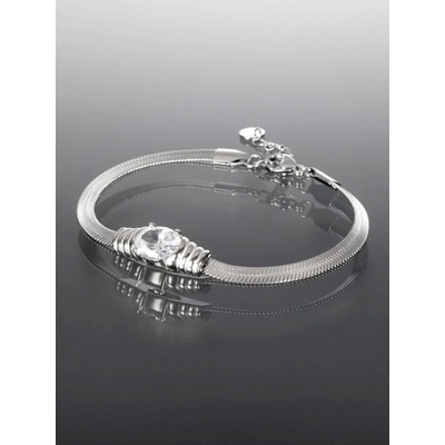 Prosperk masivní náramek z chirurgické oceli s oválem s čirým krystalem S3050