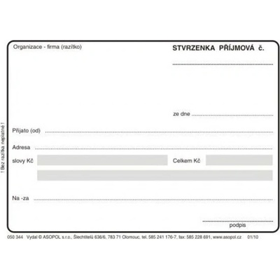 Asopol 050344 Stvrzenka příjmová nečísl.