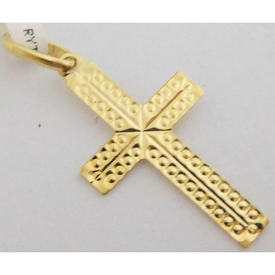 Klenoty Budín Gravírovaný zlatý křížek ze žlutého zlata 585 02448