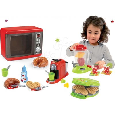 Smoby set mikrovlnka elektronická Tefal Elec Micro Wave a vaflovač s mixérem kávovarem a vaflemi