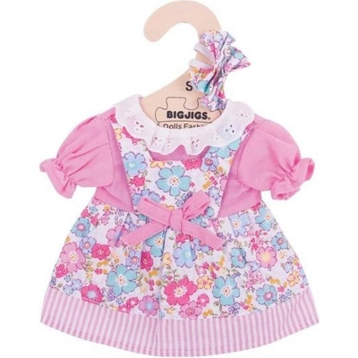 Bigjigs Toys - Дрехи за кукла 25 см - Цветна рокля с аксесоари за коса