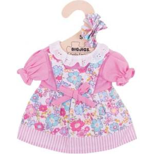 Bigjigs Toys - Дрехи за кукла 25 см - Цветна рокля с аксесоари за коса