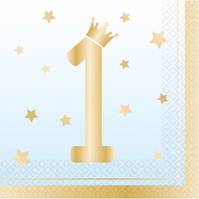 Amscan servítky Prvé narodeniny modré 33x33cm 16ks