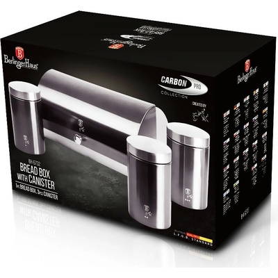 Chlebník a sada dóz na potraviny 4 ks Carbon PRO Line