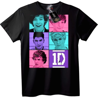 NOONEBRAND Тениска One Direction цветни блокове - XS, White