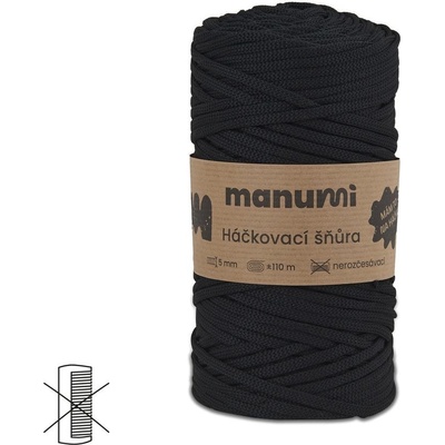 Manumi háčkovací polyesterová šňůra 5 mm černá - 1 ks