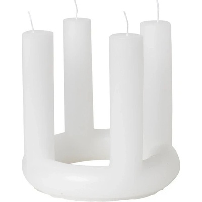 Kulatý adventní svícen 4 svíčky průměr 20 cm Broste LUCILLE - bílý