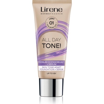 Lirene ALL DAY TONE! хидратиращ фон дьо тен за сияен вид на кожата цвят 01 Light 30ml