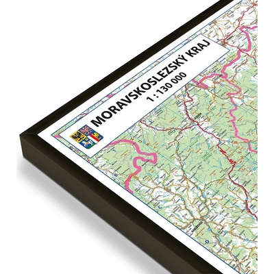 Excart Maps Moravskoslezský kraj - nástěnná mapa 135 x 90 cm Varianta: mapa v hliníkovém rámu, Provedení: černý rám