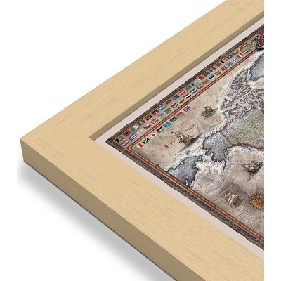 RayWorld Svět - nástěnná mapa Ray World Retro 136 x 92 cm Varianta: mapa v dřevěném rámu, Provedení: Pegi přírodní