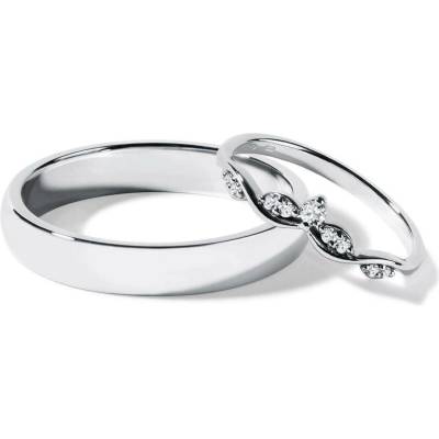 Klenota Elegantní snubní set z bílého zlata s diamanty s0839012