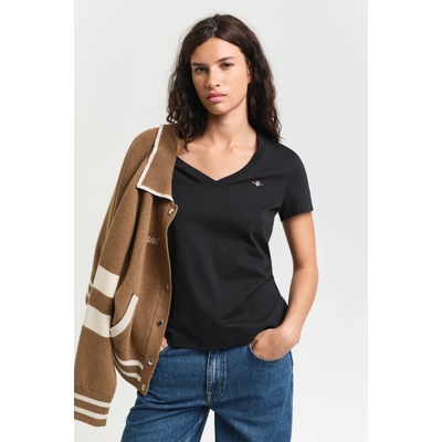 Gant REG SHIELD SS V-NECK T-SHIRT BLACK