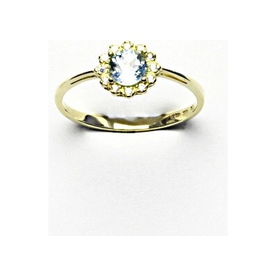 Čištín Zlatý prsten žluté i bílé zlato přírodní topaz sky čiré zirkony T 1495