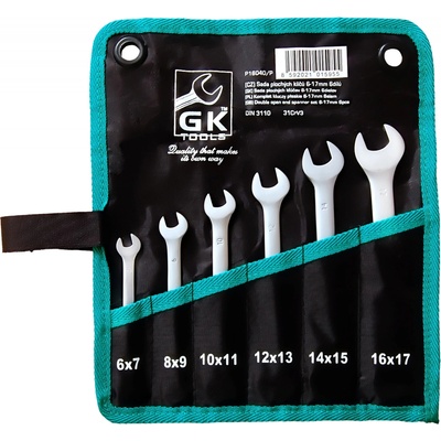 GK Tools sada plochých klíčů, matné 6-17 mm 6 dílů P16040/P