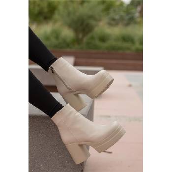 Moda Trend Дамски боти с висок ток и платформа - Светлобежови 362995 (362995_Бежов)