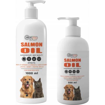 Gaczoo Lososový olej pro psy a kočky Omega-3 a Omega-6 1500 ml