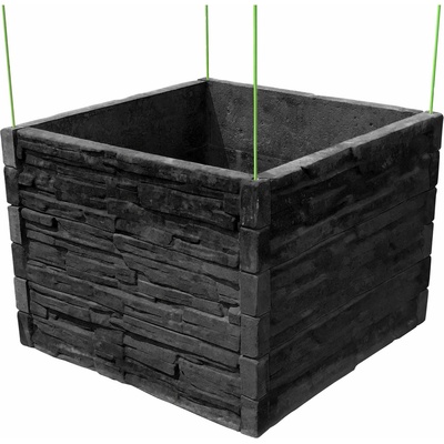 Barigadi Vyvýšený záhon betónový 100 x 100 cm výška 75 cm vzor štiepaný kameň antracit