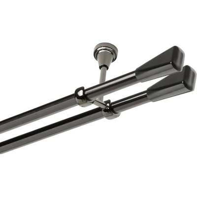 OK-GarnýžeCZ - Garnýž kovová dvouřadá 19mm Trapez double onyx 400 cm do stěny / na tunýlek - bez kroužků