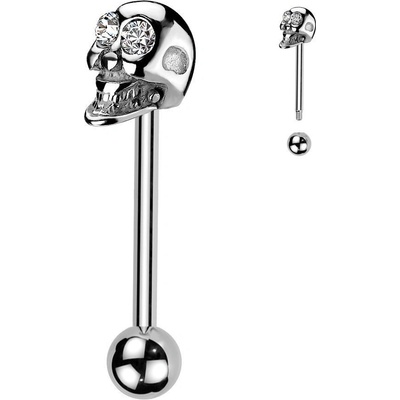 Šperky4U piercing do jazyku lebka PJ01054-C