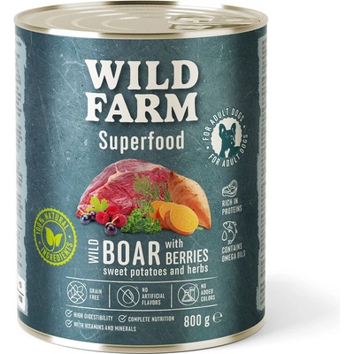 Wild Farm Superfood Jelenina so sladkými zemiakmi bobuľami a bylinkami 800 g
