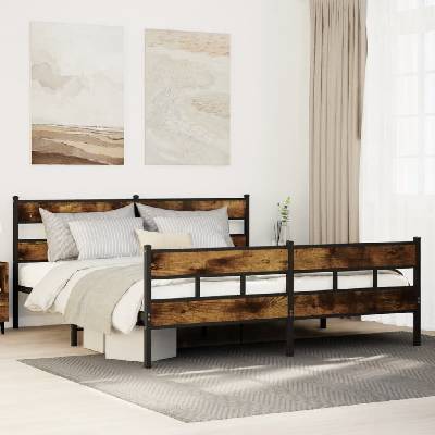 zahrada-XL 3308468 Kovový rám postele bez matrace kouřový dub