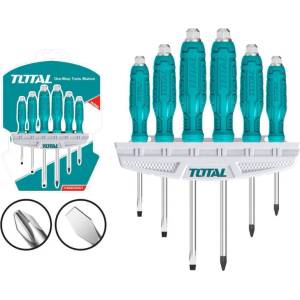 TOTAL Комплект удaрни отвертки с държач TOTAL, SL, PH, 6 части (TL THGSS35061)