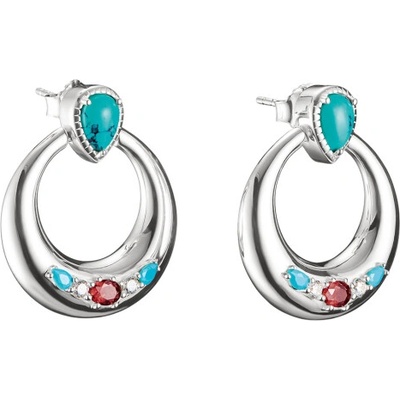THOMAS SABO stříbrné náušnice Turquoise, White & Red Stones H2335-405-7