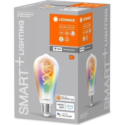 Ledvance SMART+ WiFi E27 4,8W Edison číra RGB CCT 4058075777873