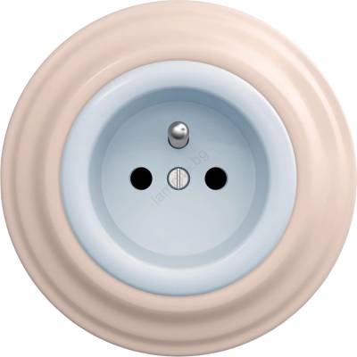 Reblig - Ретро стенен контакт с рамка 230V, син/старо-розов (RG0119O)