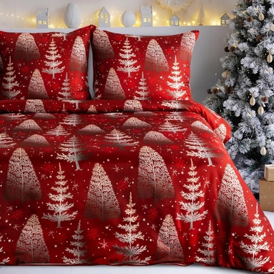 Eurofirany VIANOČNÉ obliečky Z MIKROVLÁKNA RUBIN VZOROVANÉ 200X220 2x70X80