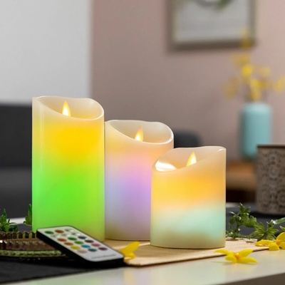 InnovaGoods Vícebarevné svíčky LED s efektem plamene s dálkovým ovládáním InnovaGoods 3 kusy