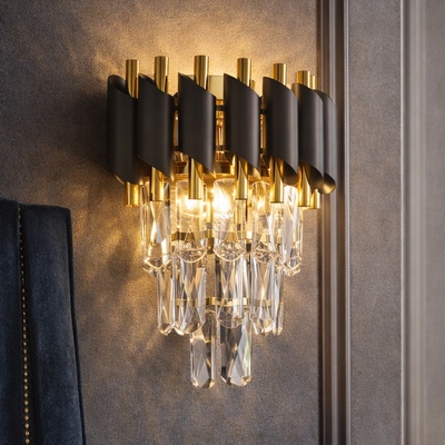 Brilagi - Стенно осветително тяло ECLIPSE 2xE14/10W/230V черно/златно (BG3333)