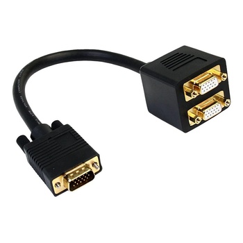 Image 1 of StarTech StarTech. com VGASPL1VV VGA кабел 0, 3 м VGA (D-Sub) 2 x VGA (D-Sub) Черен (VGASPL1VV)