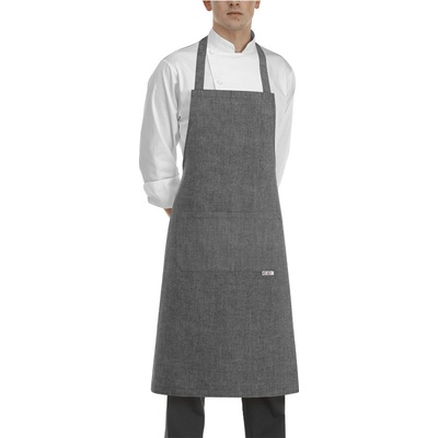 Egochef zástera ku krku s vreckom Grey mix Sivá