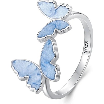 Grace Silver Jewellery Stříbrný prsten Blue Butterfly motýl stříbro P SCR1088 E Modrá