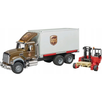 Bruder 02828 Mack Granite UPS s vysokozdvižným vozíkem 1:16