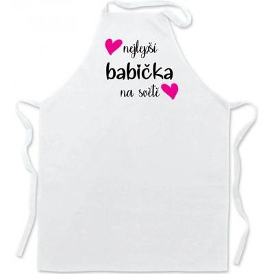 Povidlo.cz Zástěra Nejlepší babička Bílá