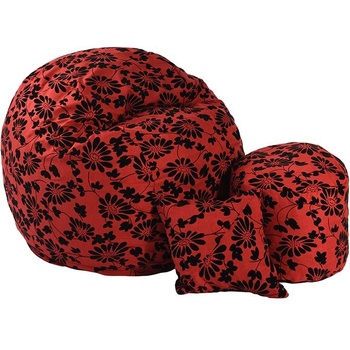 Image 1 of PUFRELAX Комплект, Барбарон с табуретка за крака и декоративна възглавница, 500л. Matusalem, Poppy, Перящ се калъф, Подходящ за деца, Пълнеж с микс от мемори пяна и дунапрен, Гама Premium (PUF-M-MOP-PT-PPY)