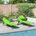 vidaXL Сгъваем шезлонг 2 pcs Зелен 190 x 57 x 81 см оксфорд (42003138)