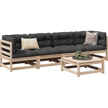 vidaXL Градински комплект от 5 части, масивна борова дървесина (3299279)