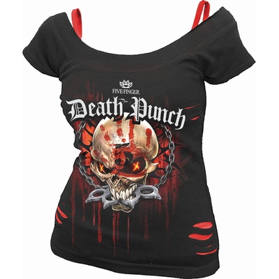 Five Finger Death Punch Assassin Ripped Top Black & Red S Дамски Риза (G221F711-7)