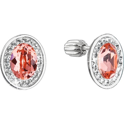 Pavona stříbrné pecky se Swarovski krystaly oranžový oválek 31304.3
