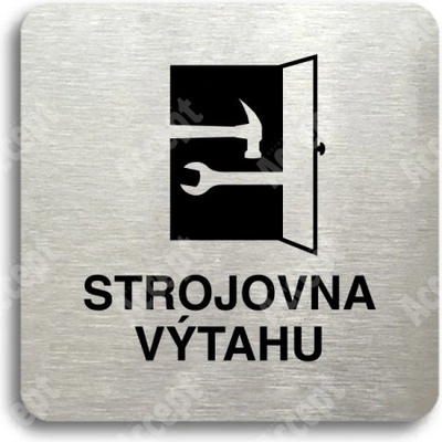 ACCEPT Piktogram strojovna výtahu - stříbrná tabulka - černý tisk bez rámečku